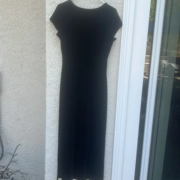 Karen Kane Vintage 90's Black Velvet Short Sleeve Long Cocktail Dress Women's S - Picture 5 of 7